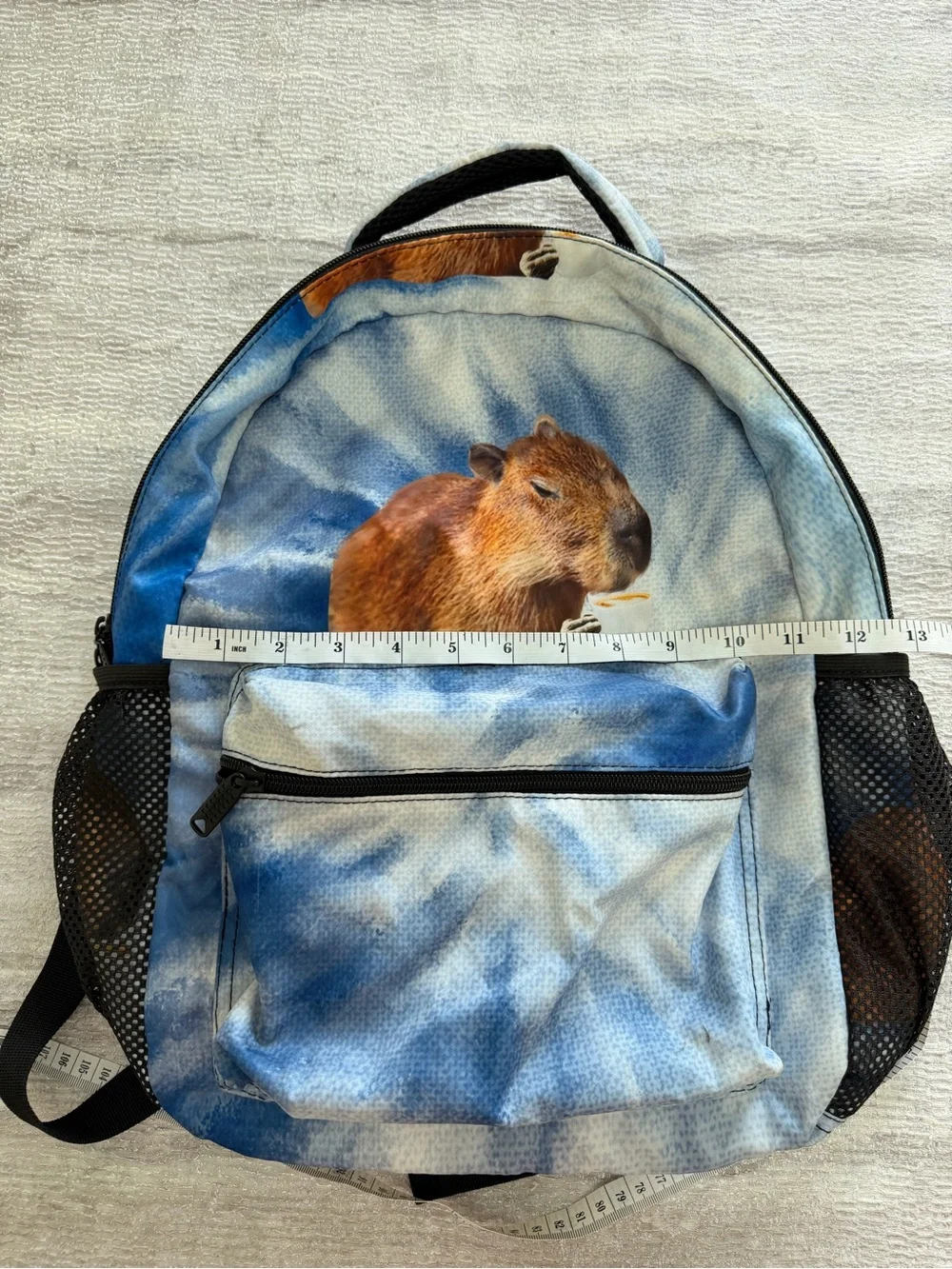 Capybara Print Blue Tie-Dye Backpack